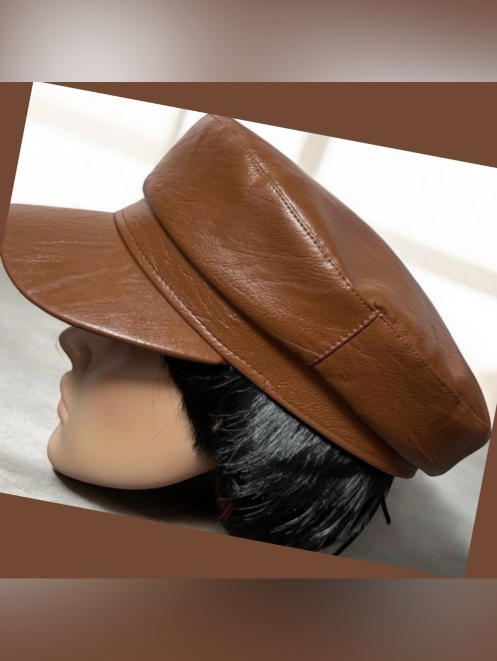 LIGHT BROWN UnisexClassic British Style PU Leather Flat Cap/Casual Wear